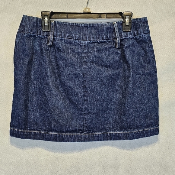 Old Navy Side Zip Denim Dark Blue Mini Skirt 100% Cotton Size 10 - Picture 2 of 5